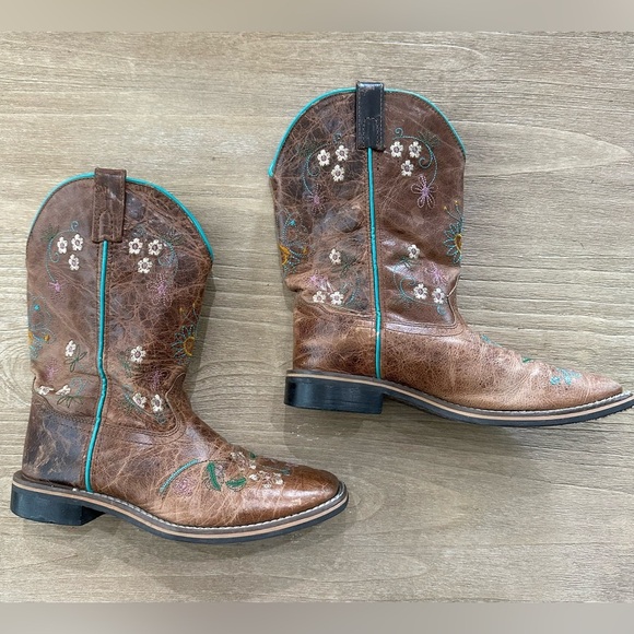 Smoky Mountain Western Boots Girls Floralie Pull On Brown 3841Y, size 5.5 youth - Picture 4 of 5